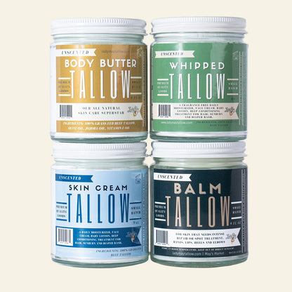 Natural Beef Tallow Skincare Collection - Lotion, Butter, Balm &amp; Whipped