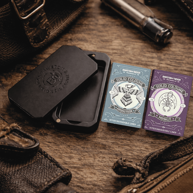 Bawston &amp; Tucker Solid Cologne Solid Cologne Starter Kit for Men – 2 Scents + Refillable Metal Case
