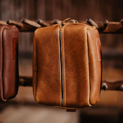 The Local Branch Leather Caramel Leather Dopp Kit