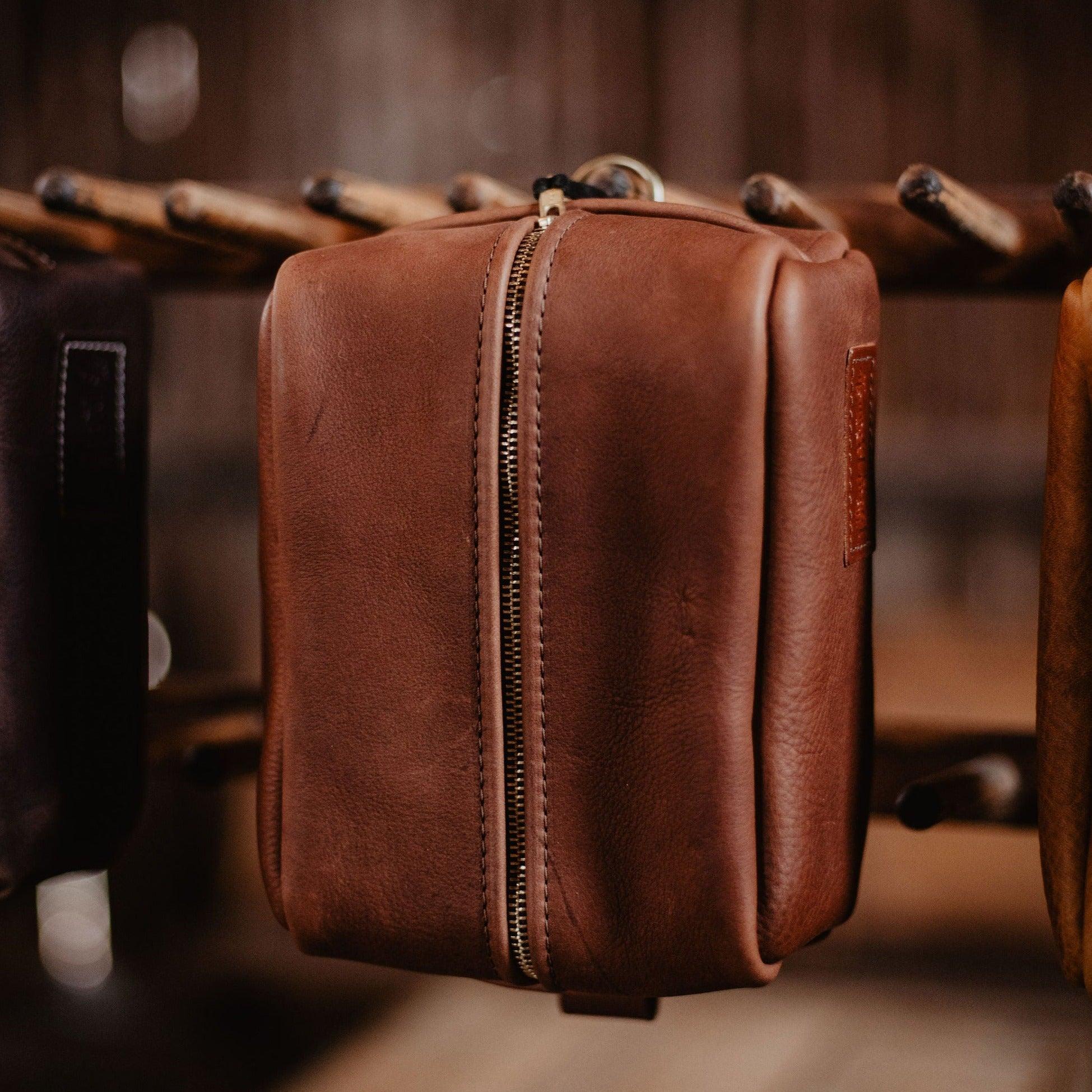The Local Branch Leather Mahogany Leather Dopp Kit