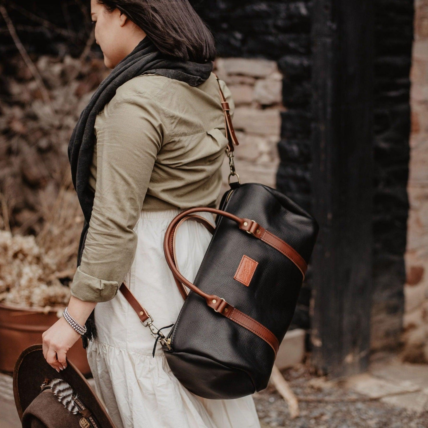 The Local Branch Leather Black / Daytripper Nomad Duffle Bag - USA Made