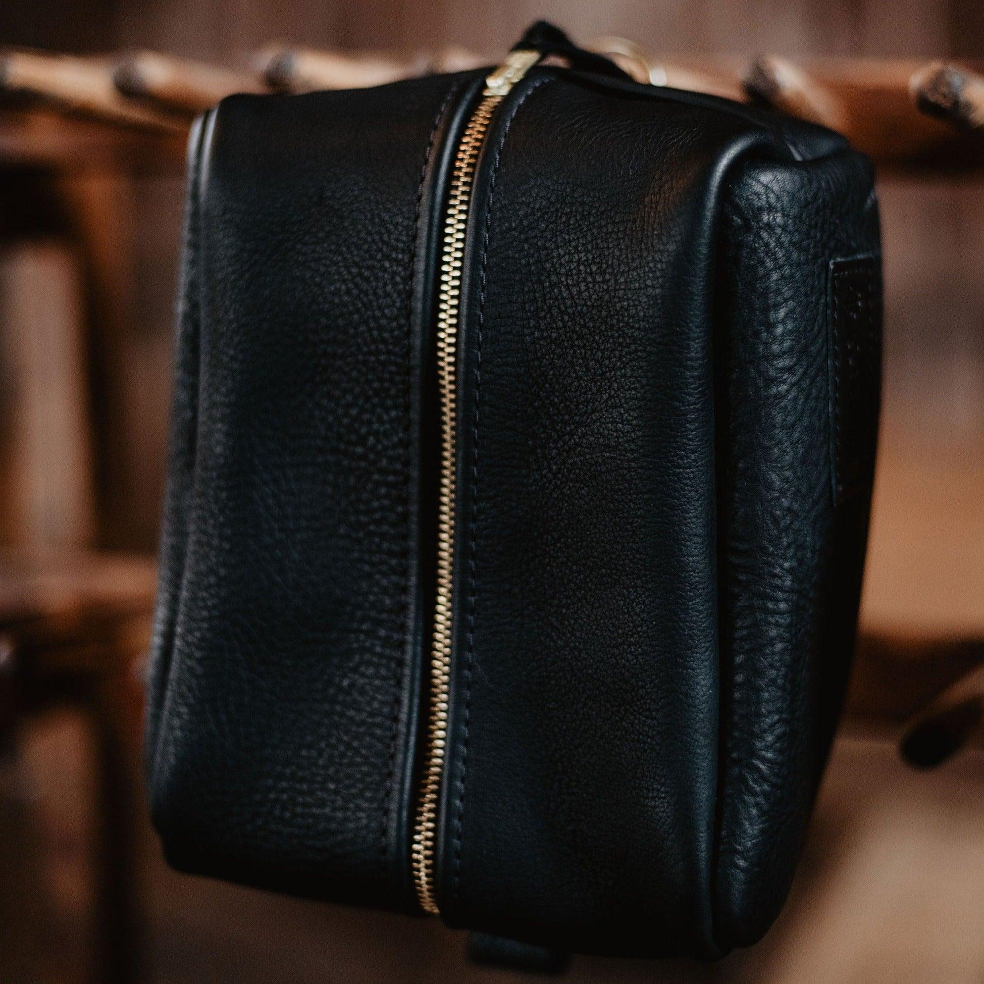 The Local Branch Leather Black Leather Dopp Kit