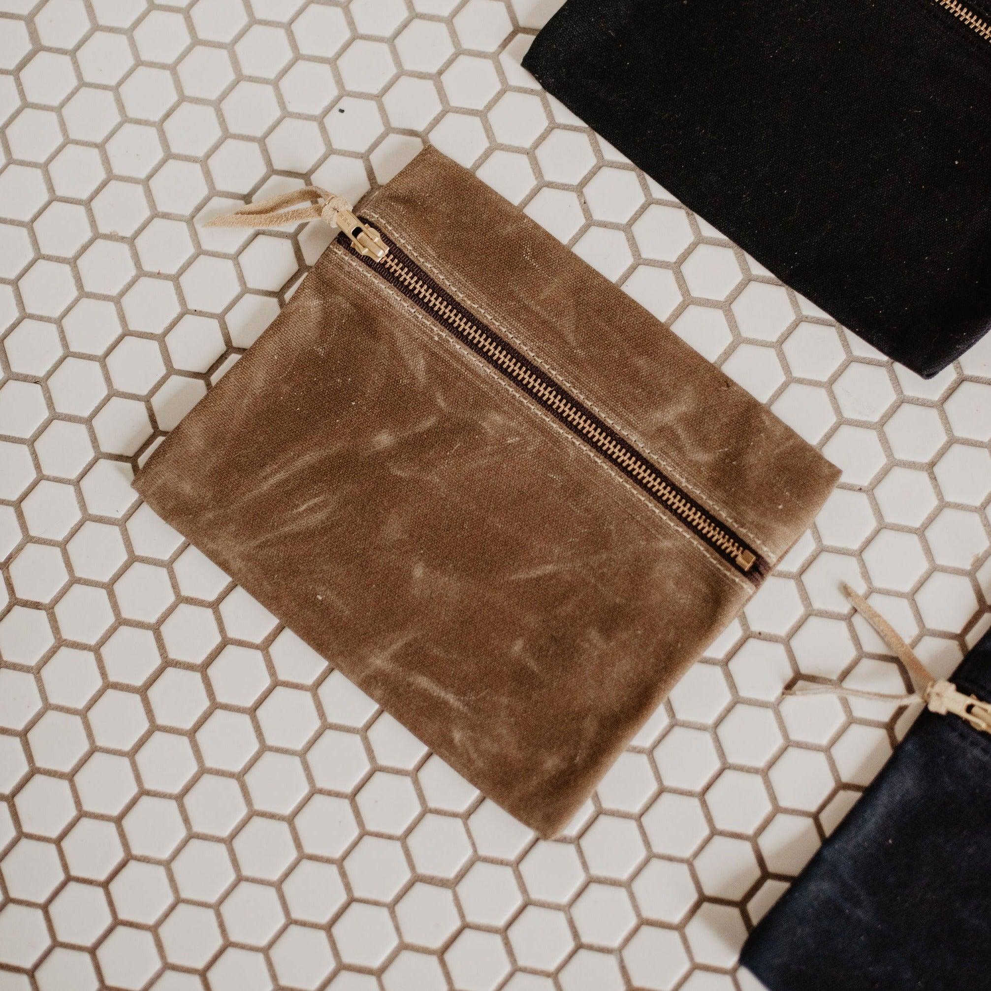 The Local Branch Curbstone Stone Waxed Canvas Utility Pouch