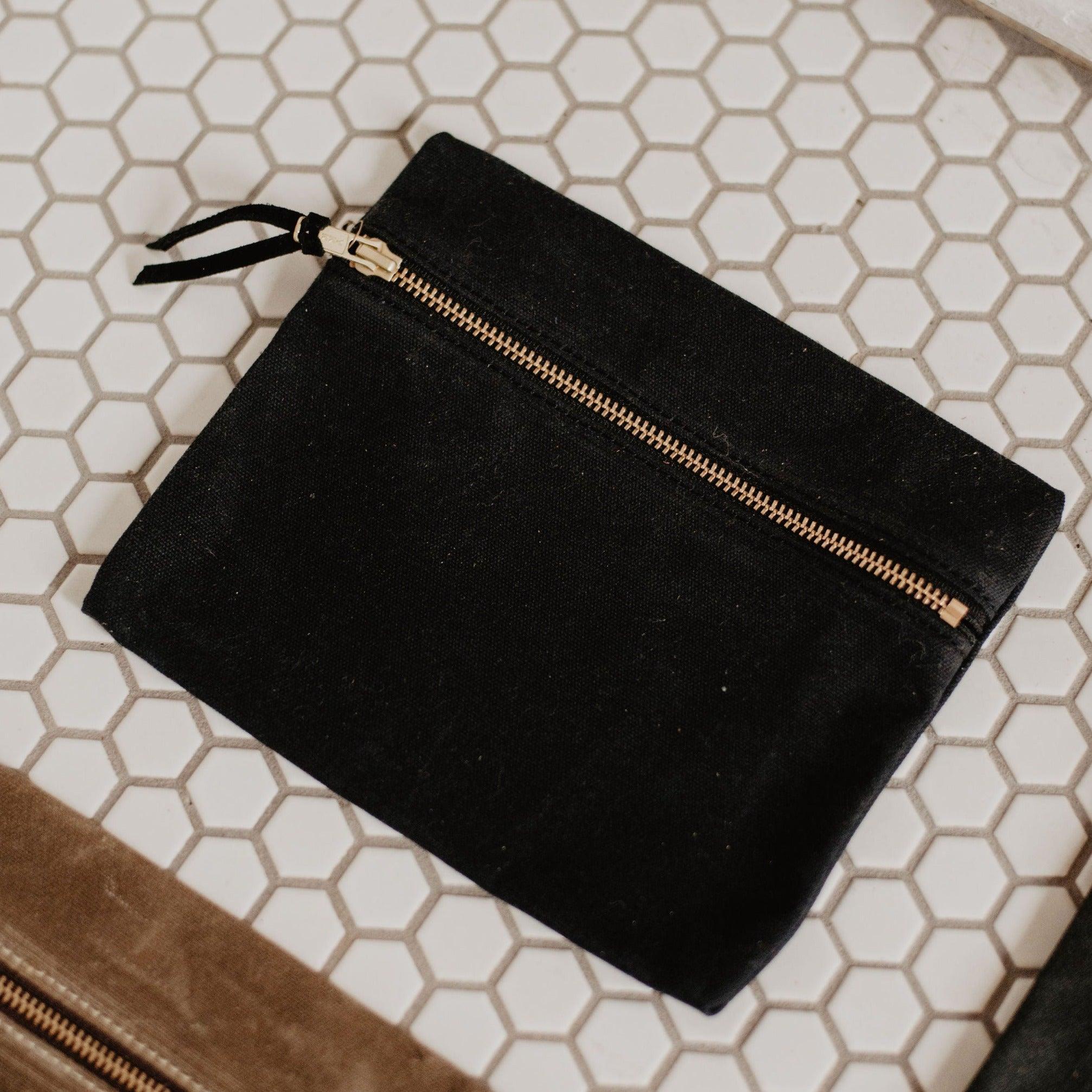 The Local Branch Curbstone Black Waxed Canvas Utility Pouch