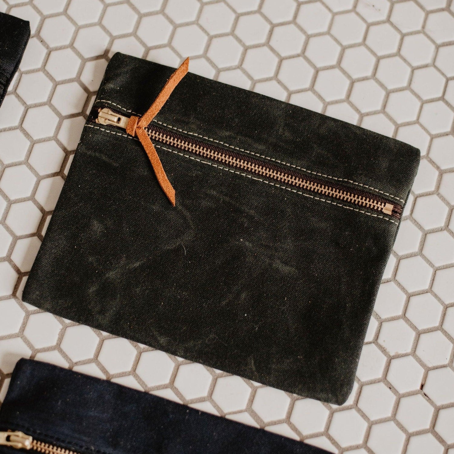 The Local Branch Curbstone Moss Waxed Canvas Utility Pouch