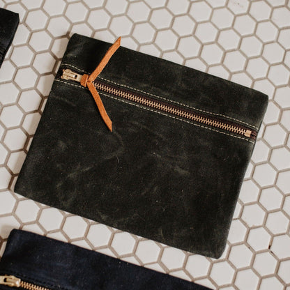 The Local Branch Curbstone Moss Waxed Canvas Utility Pouch