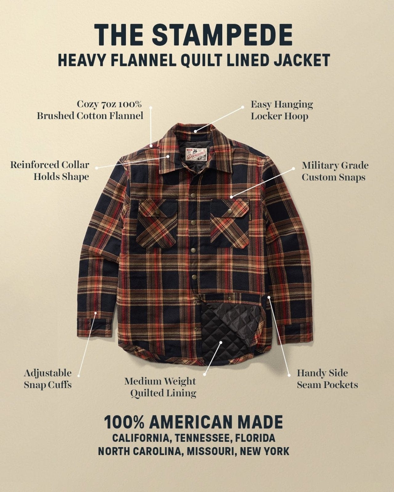 Devium Jacket Stampede Quilt Lined Flannel Jacket