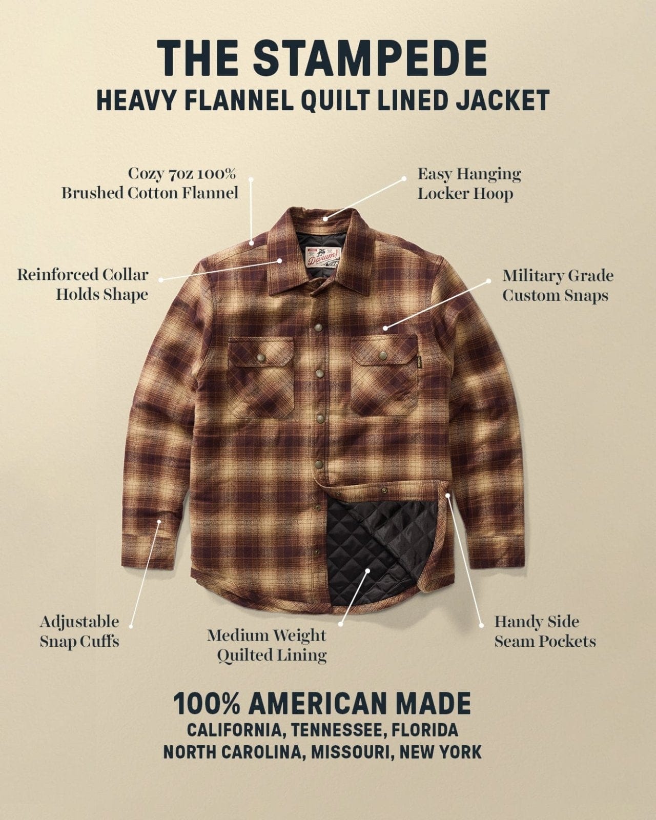 Devium Jacket Stampede Quilt Lined Flannel Jacket