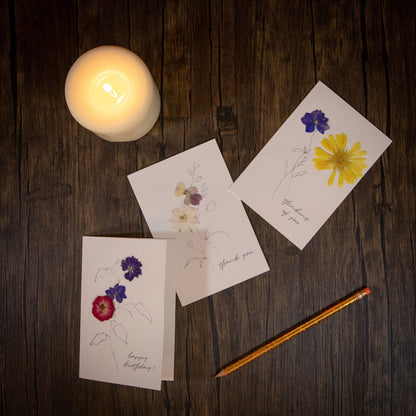 Thank You - Pansy Pressed Floral Stationery