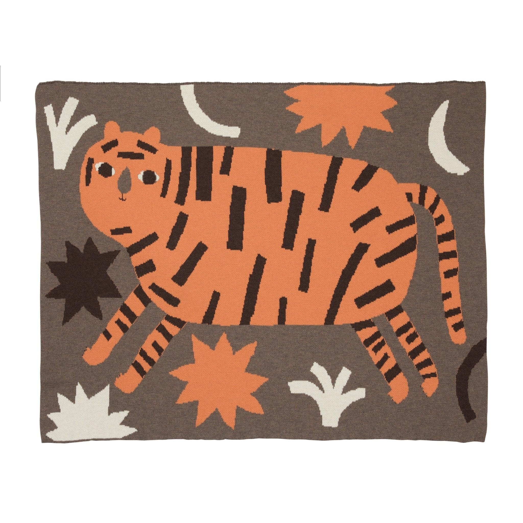 Biquette Baby Blanket Pumpkin in Merino Wool Surprised Tiger Baby Blanket