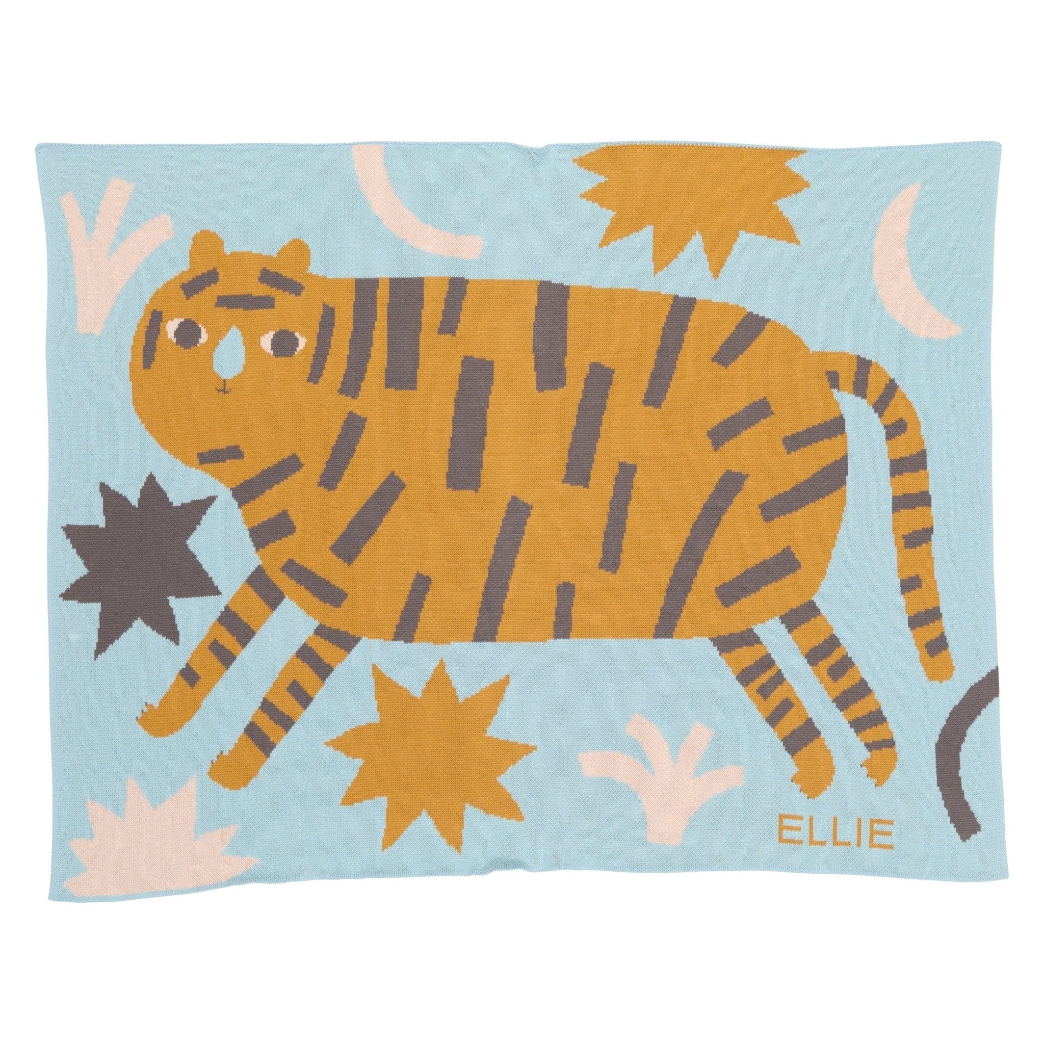 Biquette Baby Blanket Ginger in Organic Cotton Surprised Tiger Baby Blanket