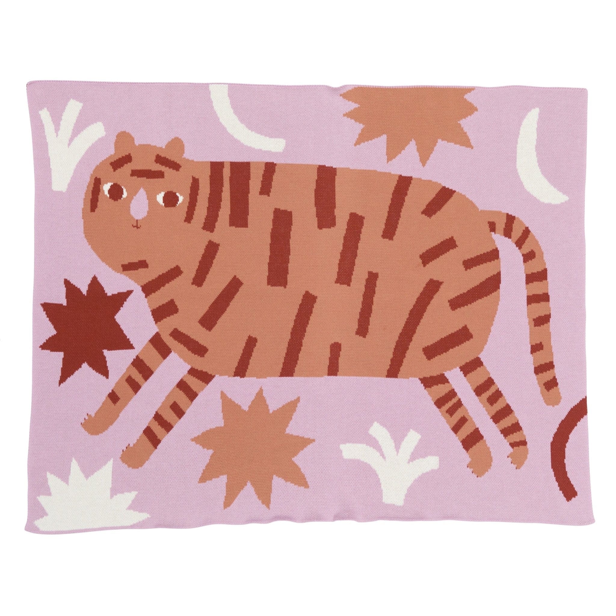 Biquette Baby Blanket Cinnamon in Organic Cotton Surprised Tiger Baby Blanket