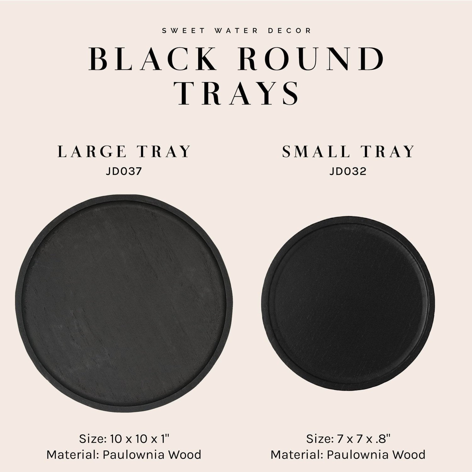 Black Round Wood Tray - My American Goods
