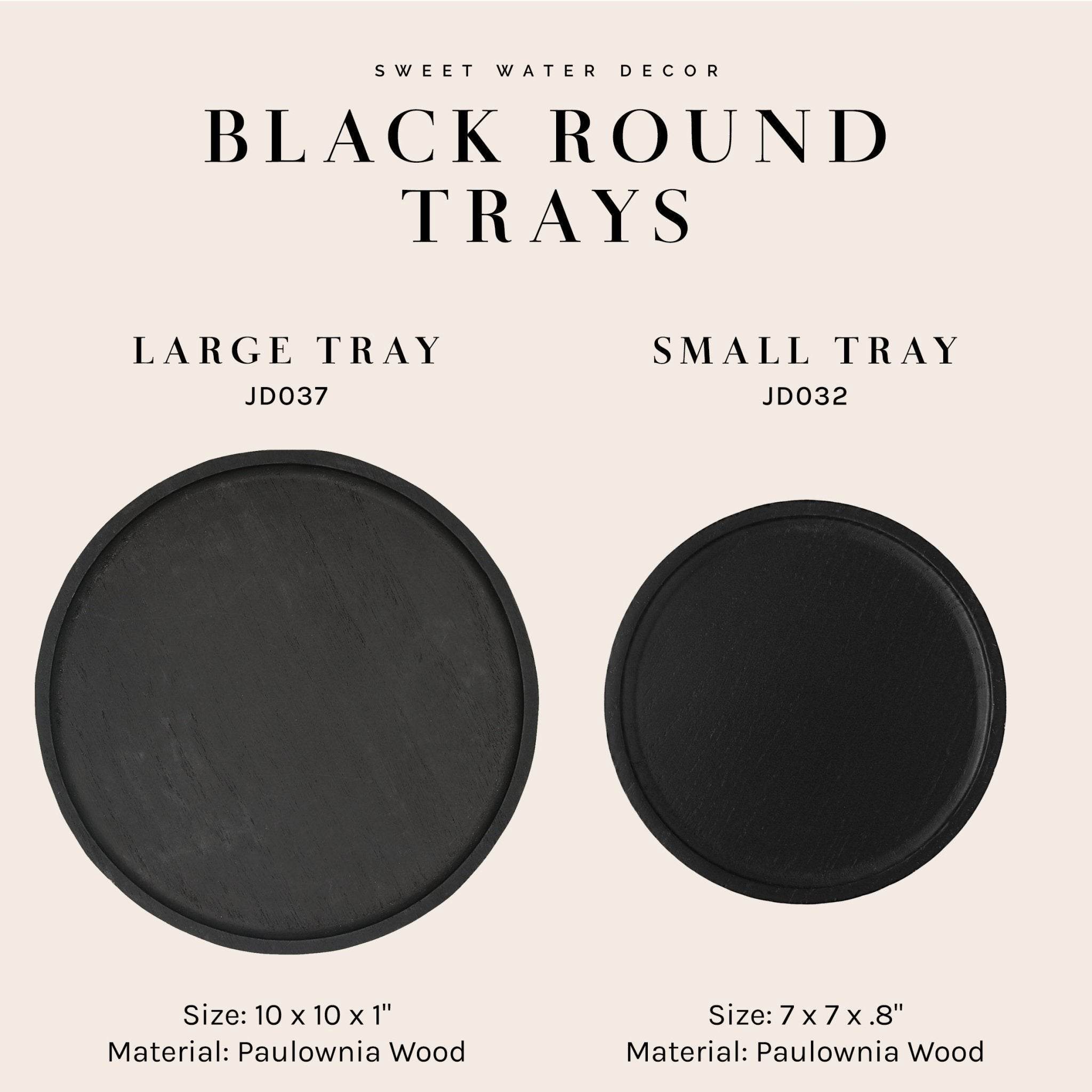 Black Round Wood Tray - My American Goods