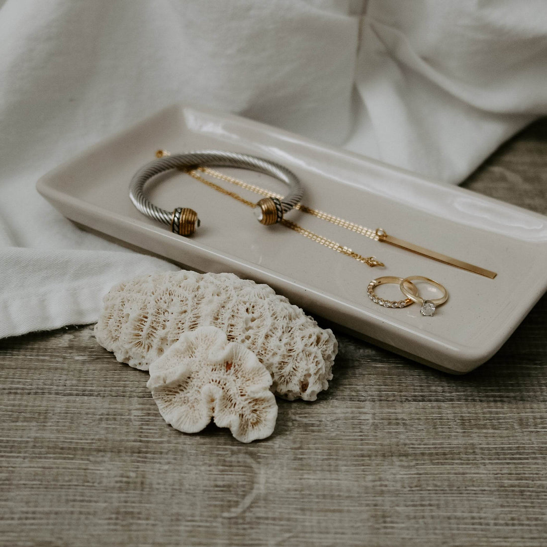 Cream Stoneware Tray - My American Goods
