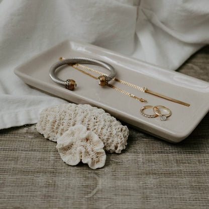 Cream Stoneware Tray - My American Goods