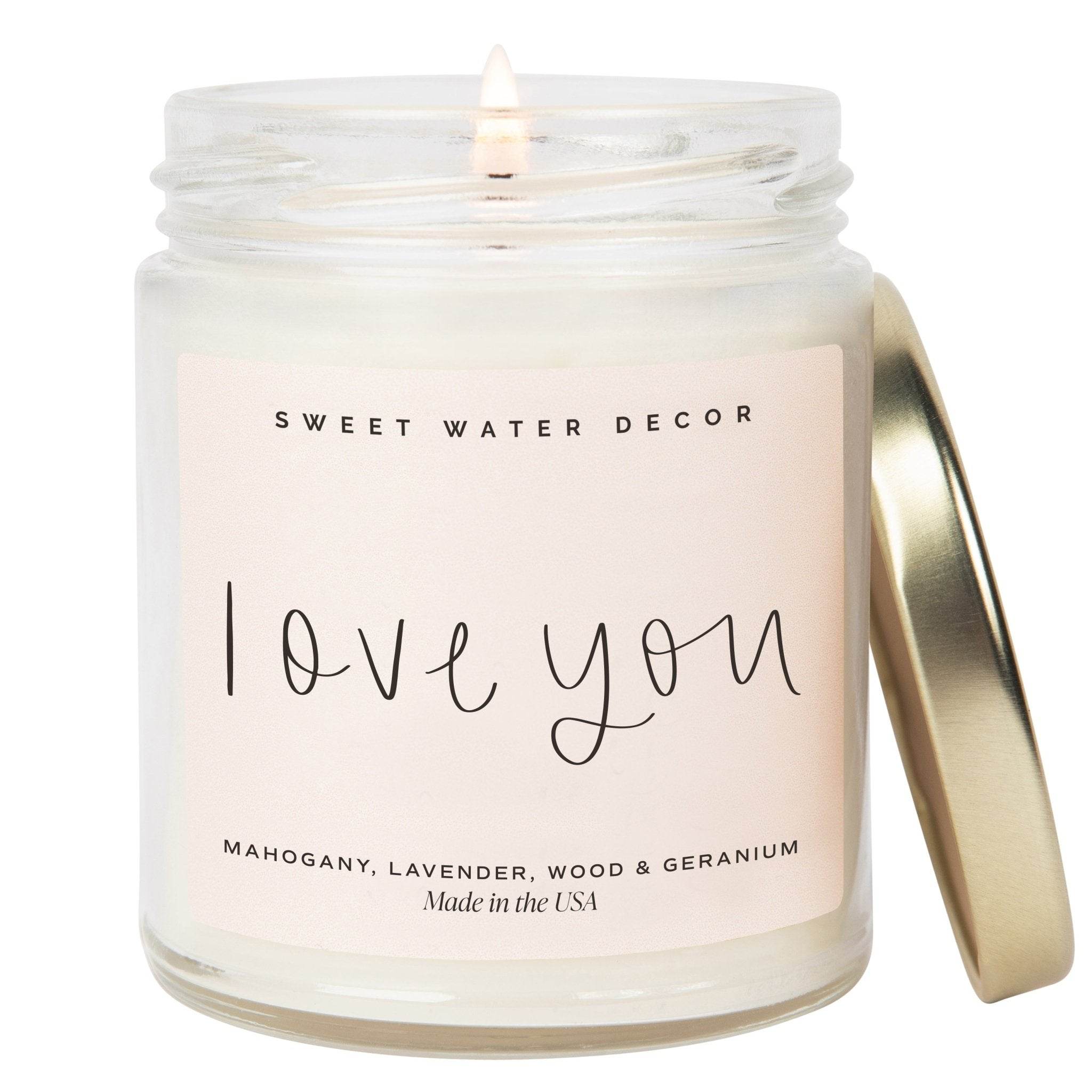 Love You Soy Candle - Clear Jar - 9 Oz - My American Goods