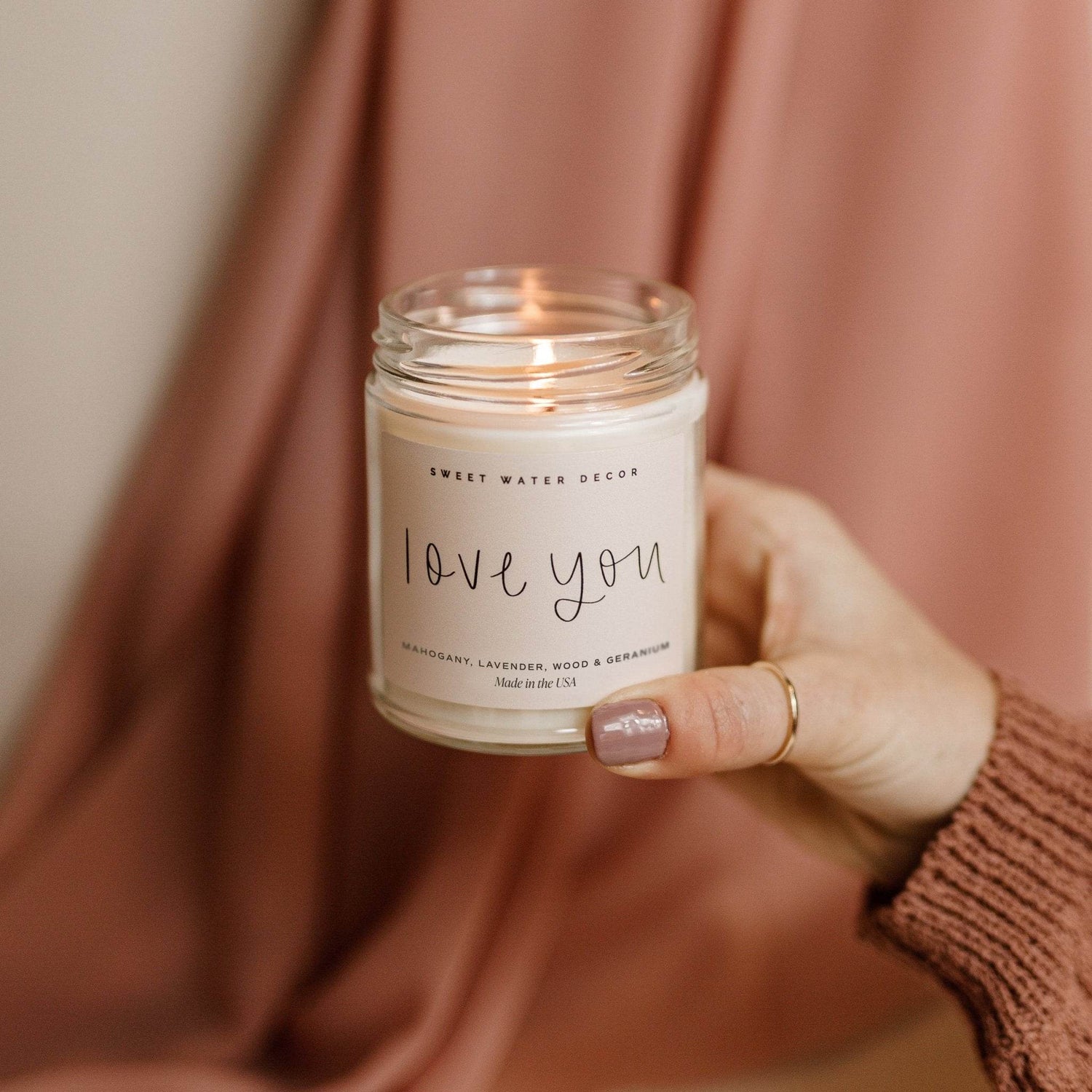 Love You Soy Candle - Clear Jar - 9 Oz - My American Goods