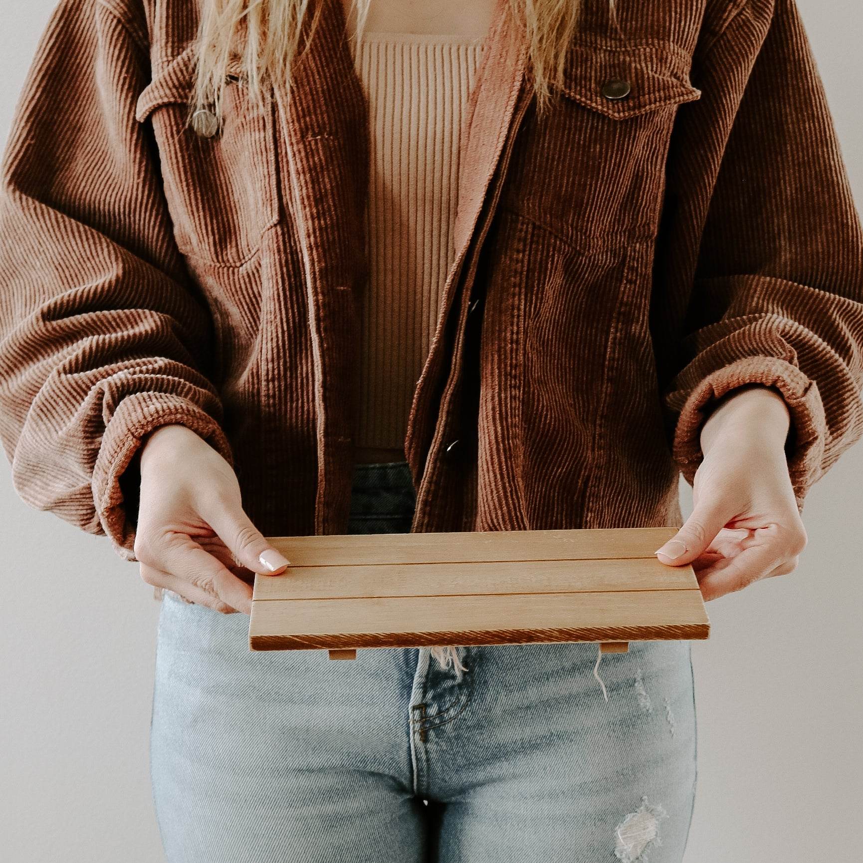 Natural Rectangular Wood Tray - My American Goods