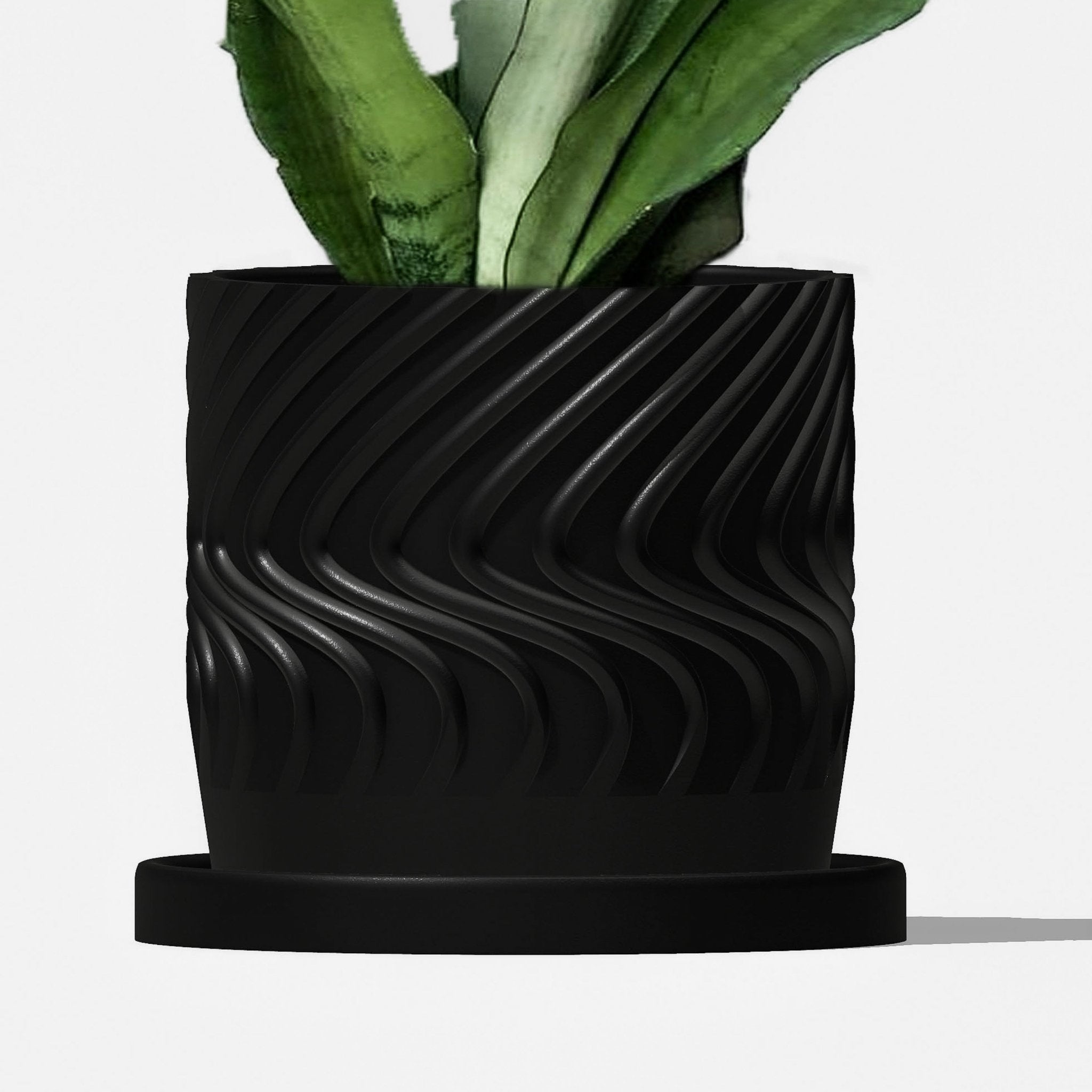 Swirl Planter - Rosebud HomeGoods 4 Black Without Drip Tray MODERN HOME GOOD