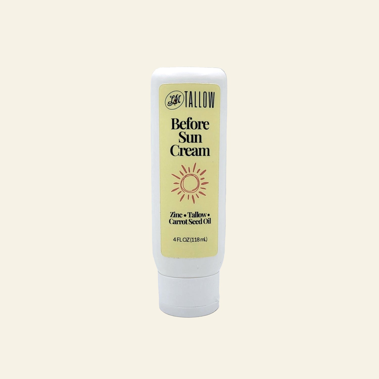 Tallow Before Sun Cream bottle on a white background