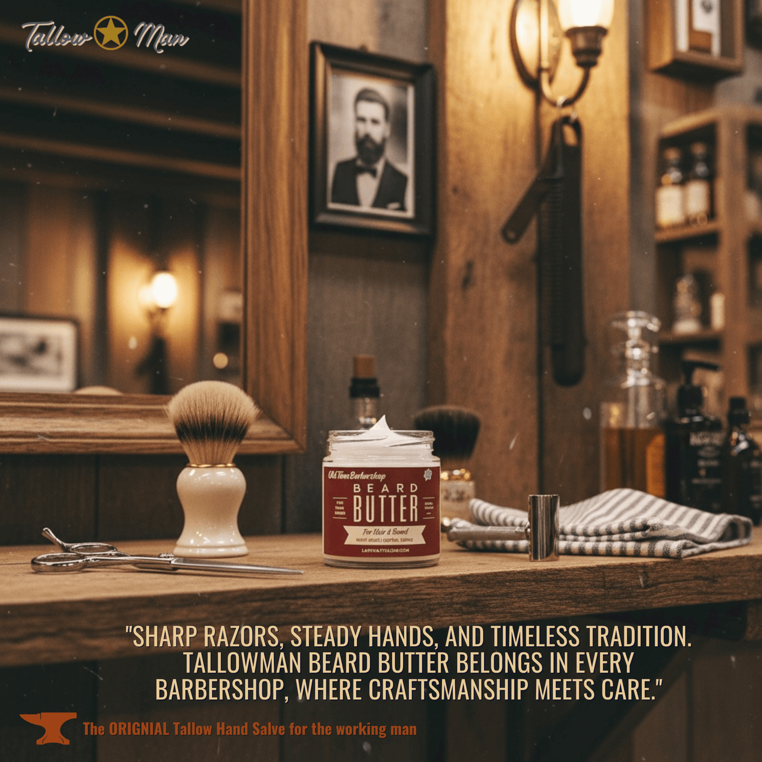 Lady May Tallow Body Cream/Lotion Tallow Man Men’s Beard Butter Trio Gift Box | 100% Natural Tallow
