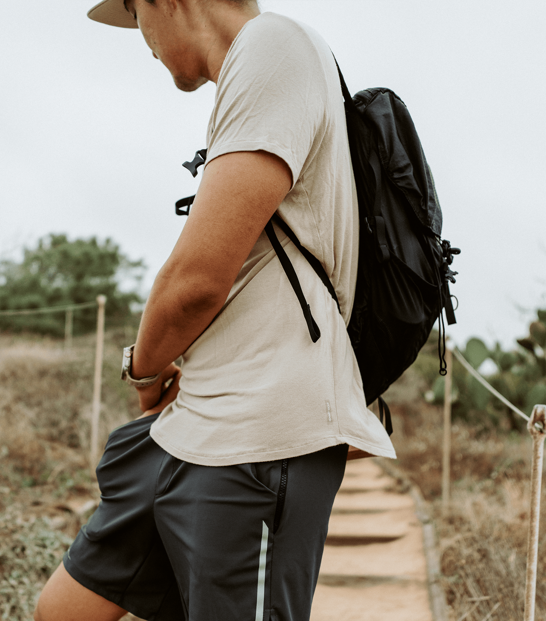 Bamboo Swift Curve-Hem T-Shirt - Sandstone