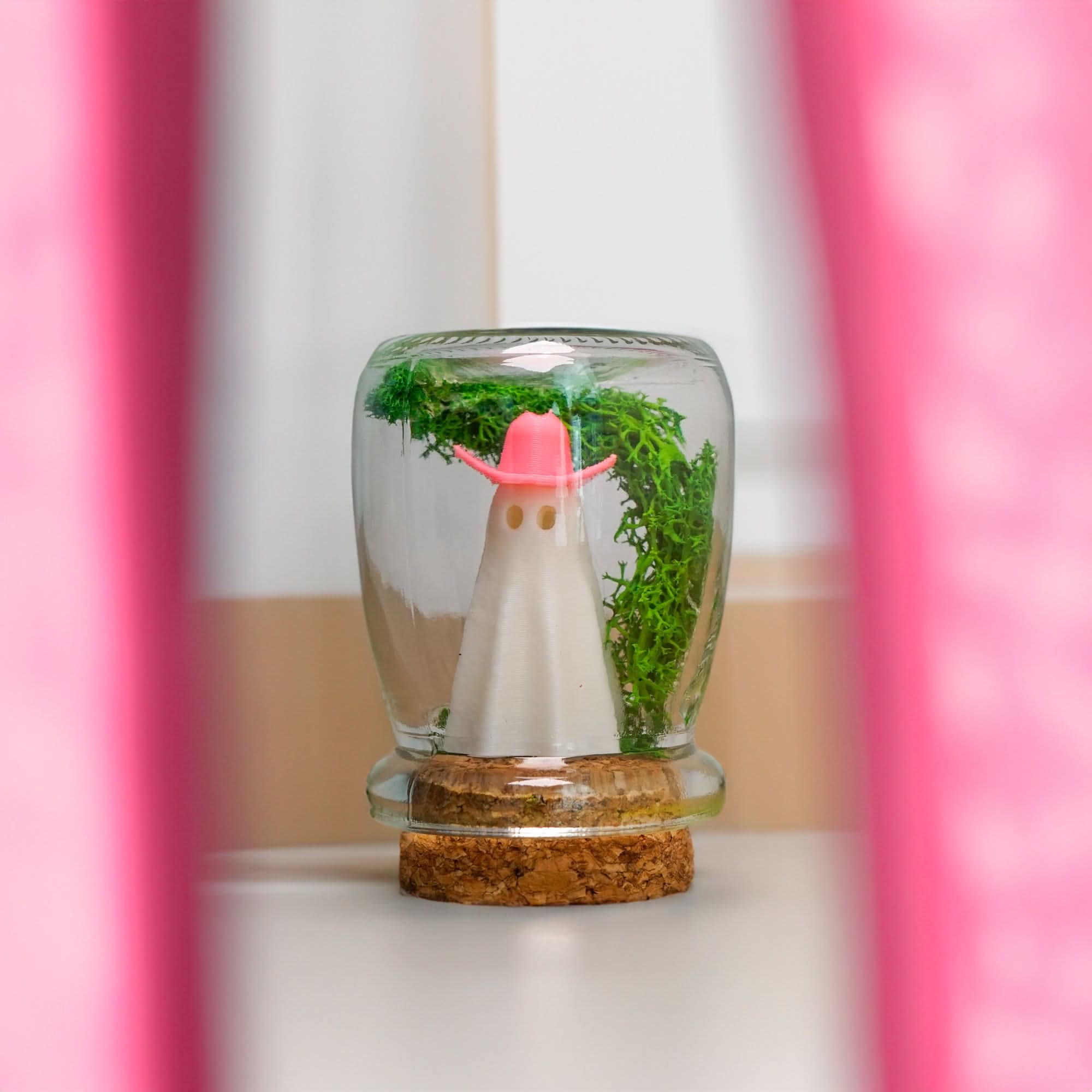 Rosebud HomeGoods Decor Ghost in a Bottle with Pink Cowboy Hat
