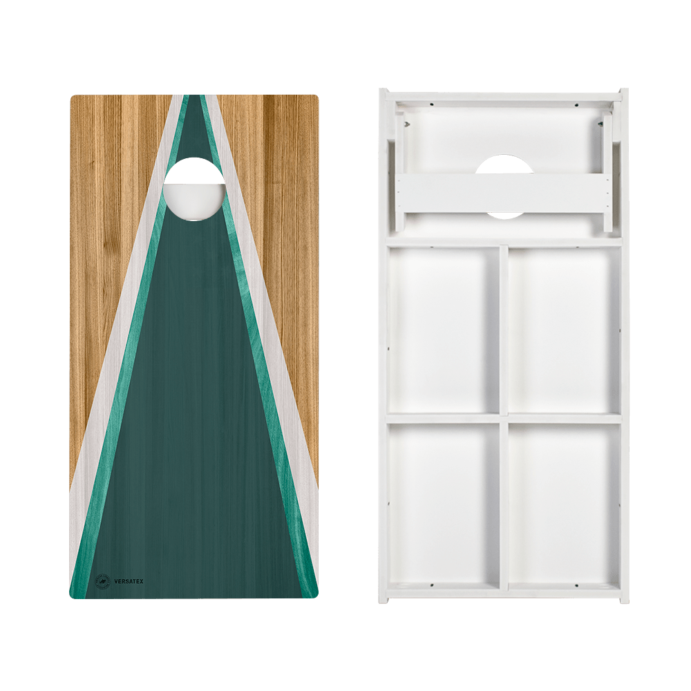 Teak &amp; Teal Triangle Versatex All-Weather Cornhole Boards