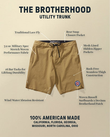 Devium The Brotherhood Utility Trunks - Russell Surfboards x Devium