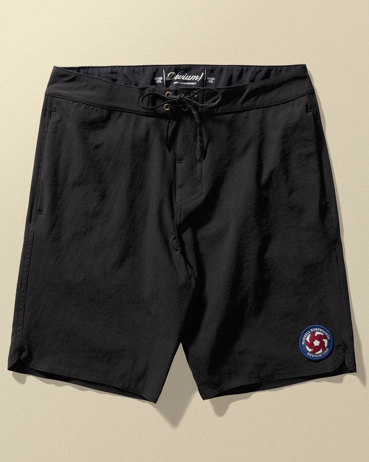 Devium Black / 28 The Brotherhood Utility Trunks - Russell Surfboards x Devium