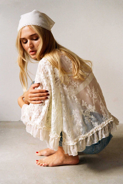 Kaya Ivory Circular Lace Top