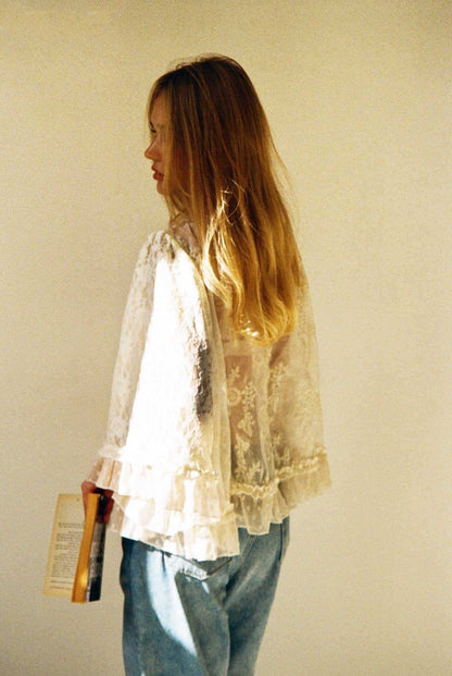 Kaya Ivory Circular Lace Top