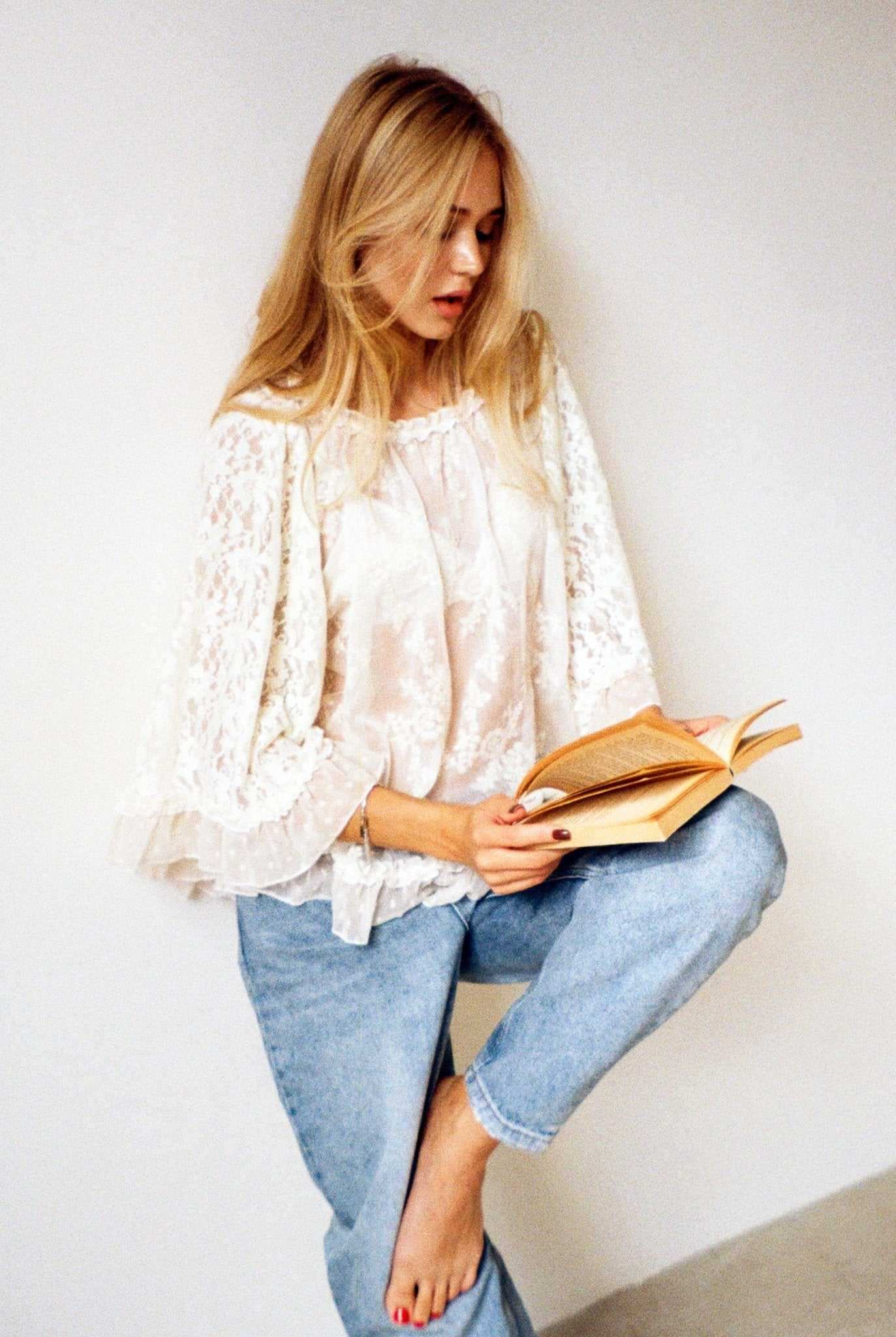 Kaya Ivory Circular Lace Top