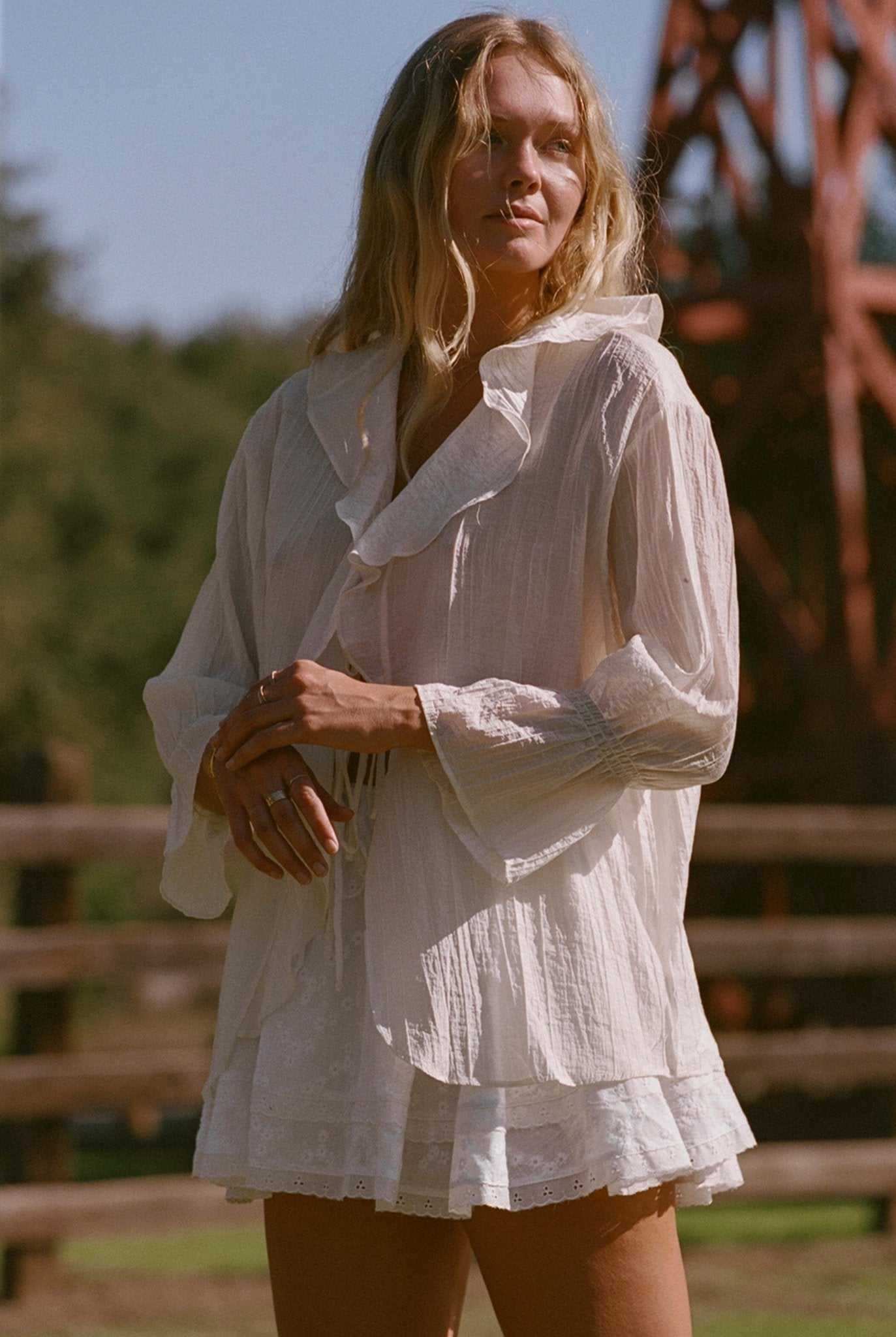 Lily Ruffle Top - Crème or Ivory