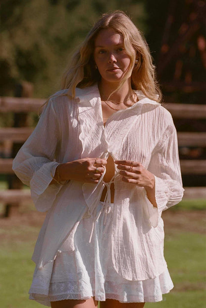 Lily Ruffle Top - Crème or Ivory
