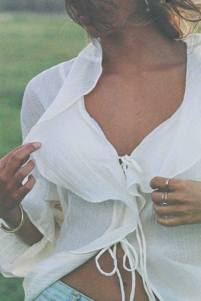 Lily Ruffle Top - Crème or Ivory