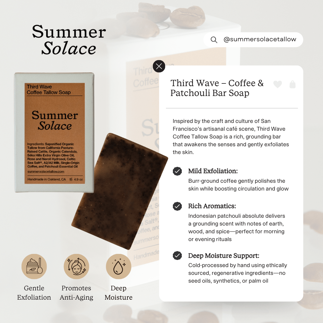Summer Solace Tallow Tallow Soap Third Wave – Coffee &amp; Patchouli Bar Soap