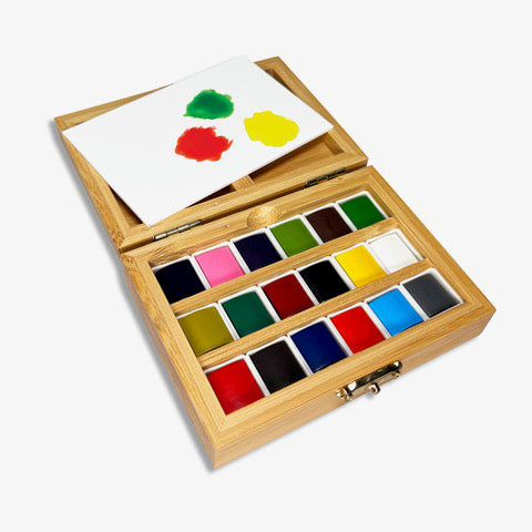 Watercolor Travel Set | Bamboo Case, Brushes, &amp; Paper Pad