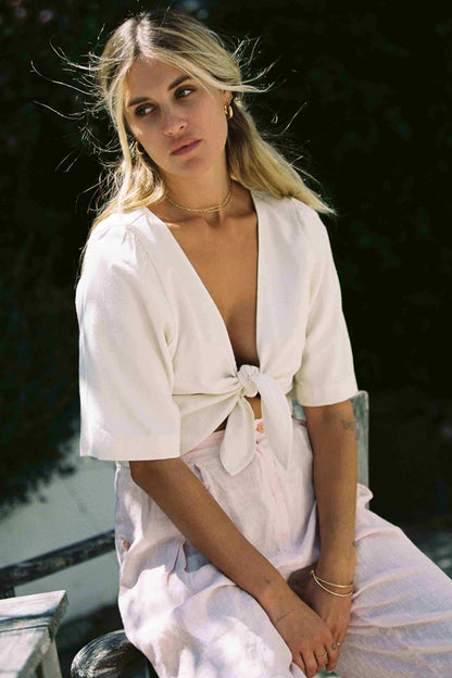 Phoenix Raw Silk Tie Top