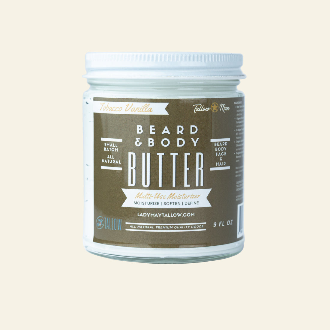 Natural Beard Butter for Men Tobacco Vanilla | All-Natural Beard &amp; Skin Care