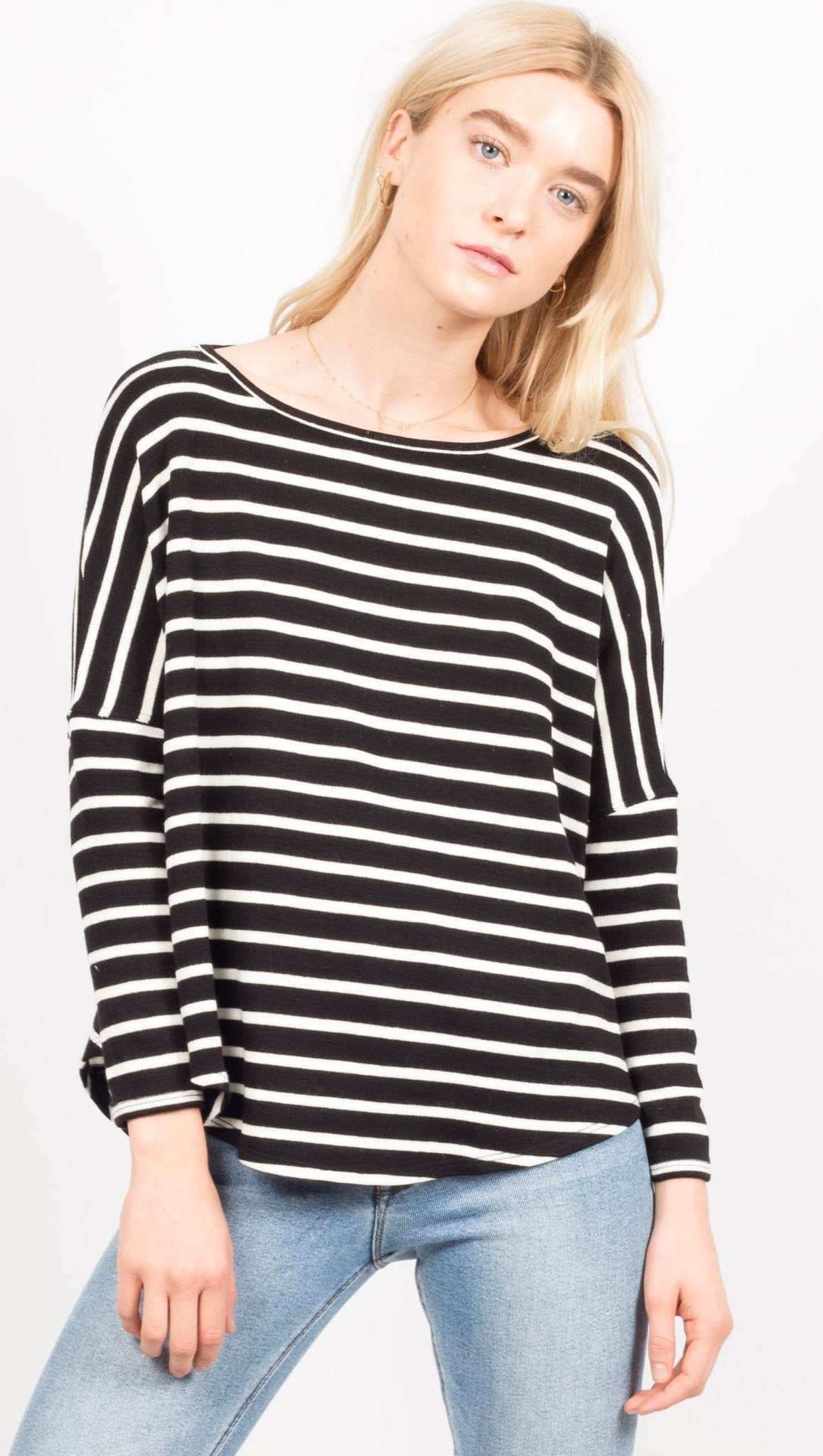 Tom Black &amp; White Striped Sweater