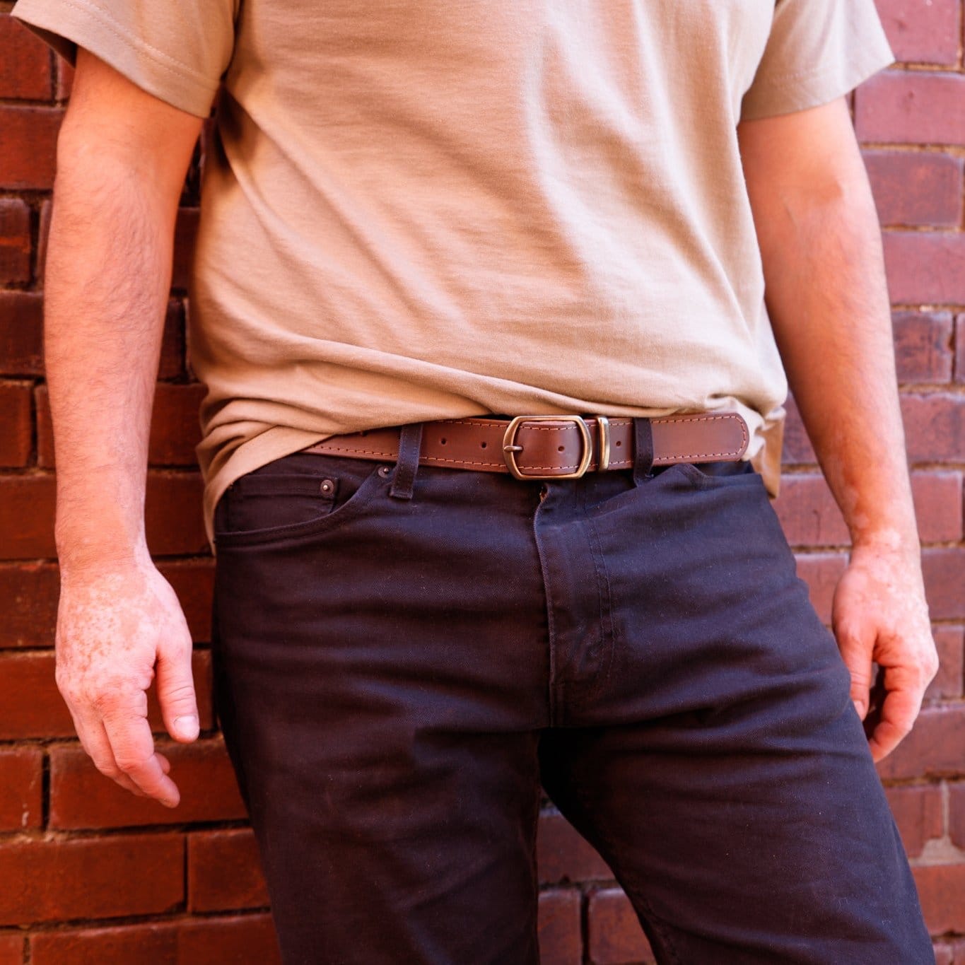 The Local Branch Leather Belt Extra Small / Chocolate Tracer Stitched Belt - USA Made