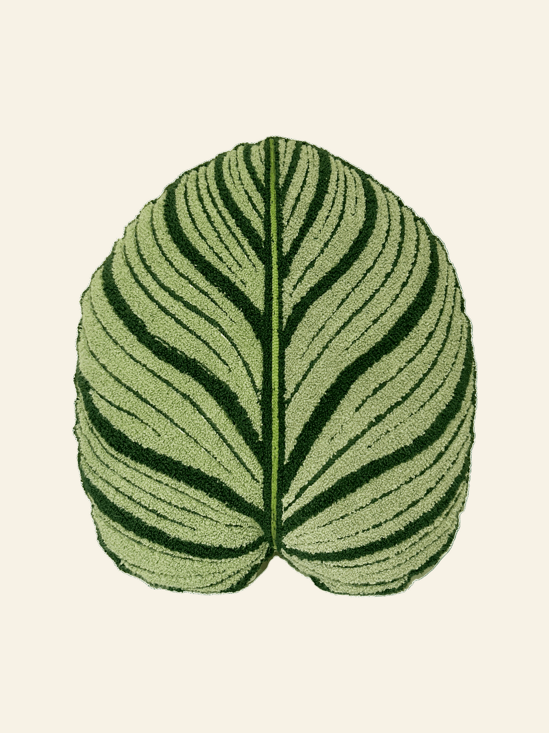 Round green rug with leaf pattern on a transparent background