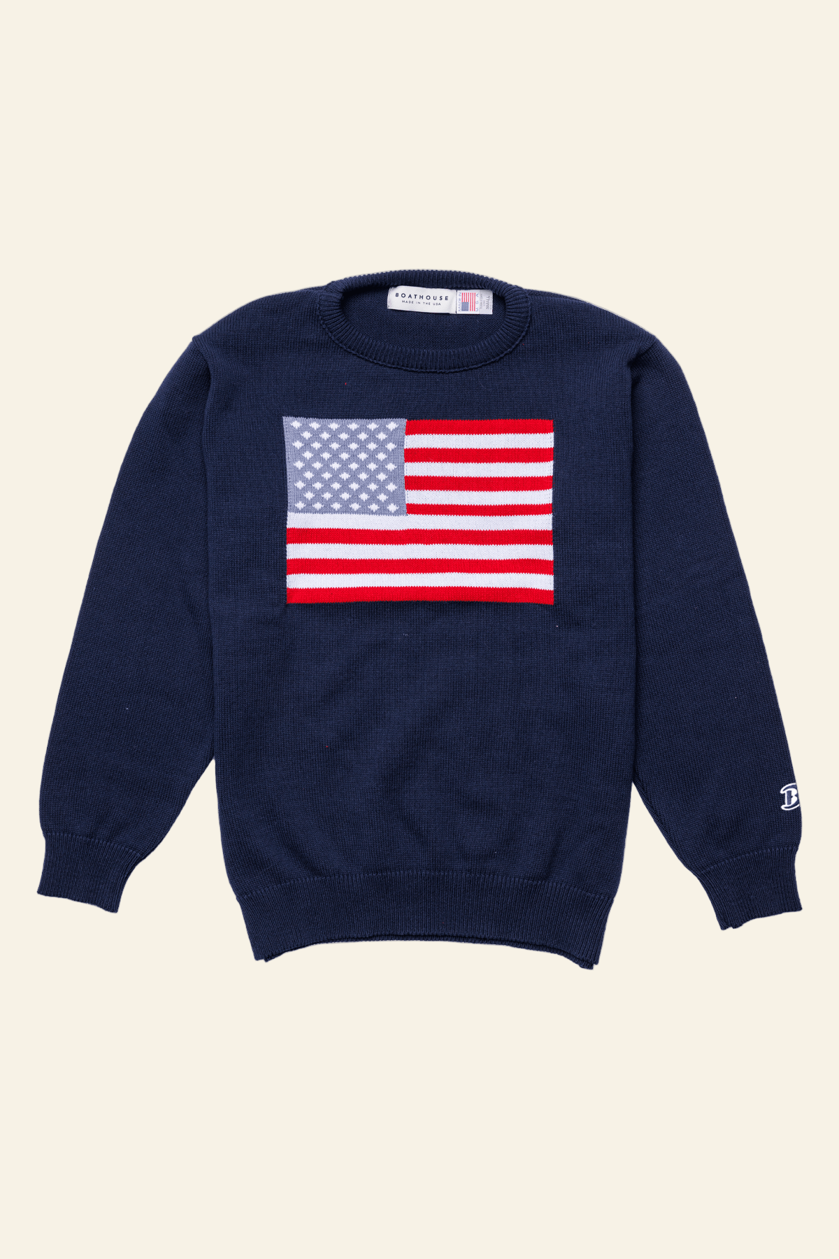 Boathouse unisex crew neck sweatshirt Navy / X-Small Unisex American Flag Knit Crew