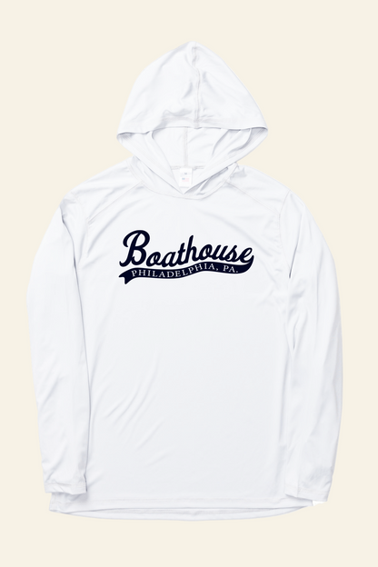 White hoodie with &