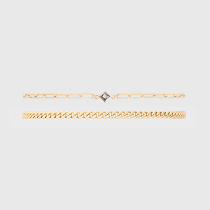 Cuffed by Nano LLC SMALL - 6.5" / December Birthstone + Gabi Curb Bracelet Stack