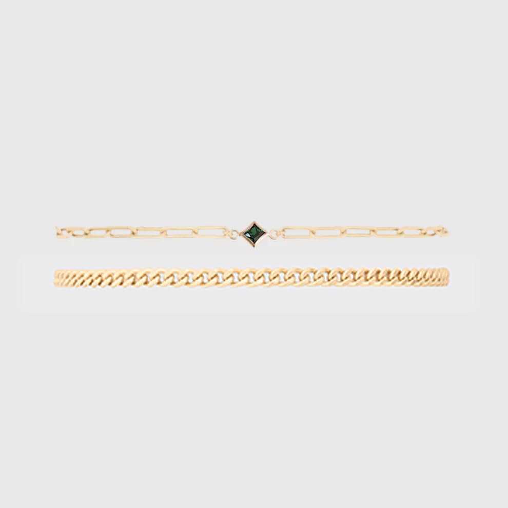 Birthstone + Gabi Curb Bracelet Stack