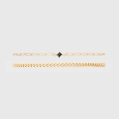 Cuffed by Nano LLC SMALL - 6.5" / May Birthstone + Gabi Curb Bracelet Stack