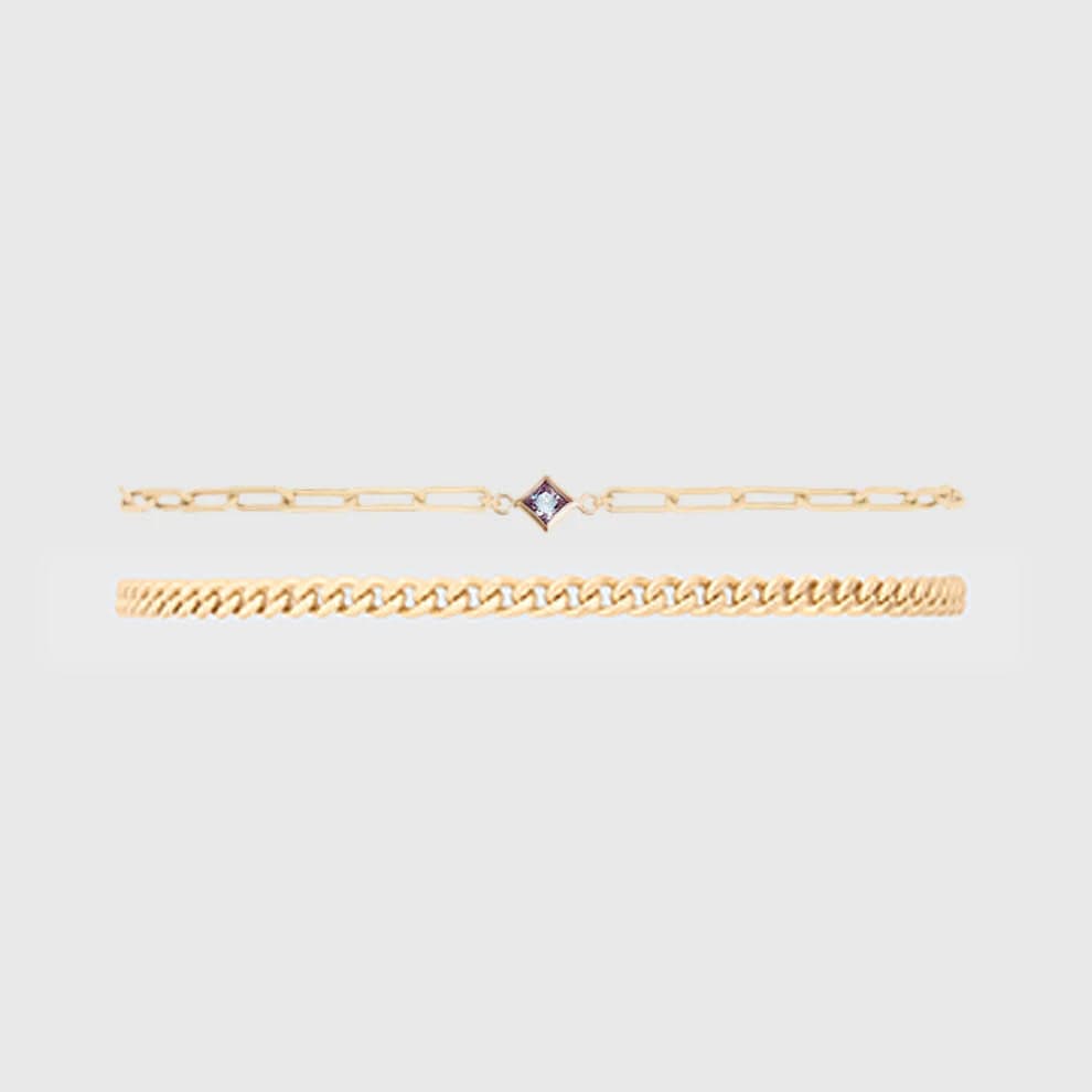 Birthstone + Gabi Curb Bracelet Stack